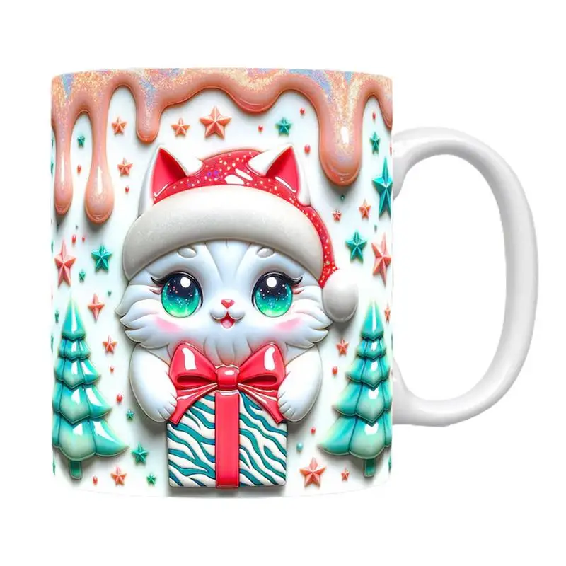 Мультяшная Милая керамическая кружка с котом чашка для завтрака и молока 3D
