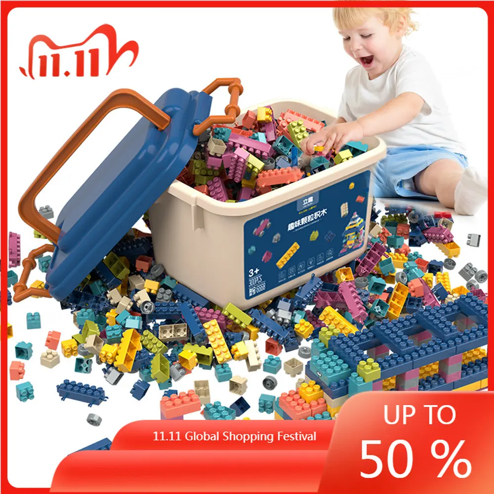 

New Big Size DIY Montessori Building Blocks Toy Colorful Creative Bulk Bricks Early Educational Toys for Kids Baby Gift