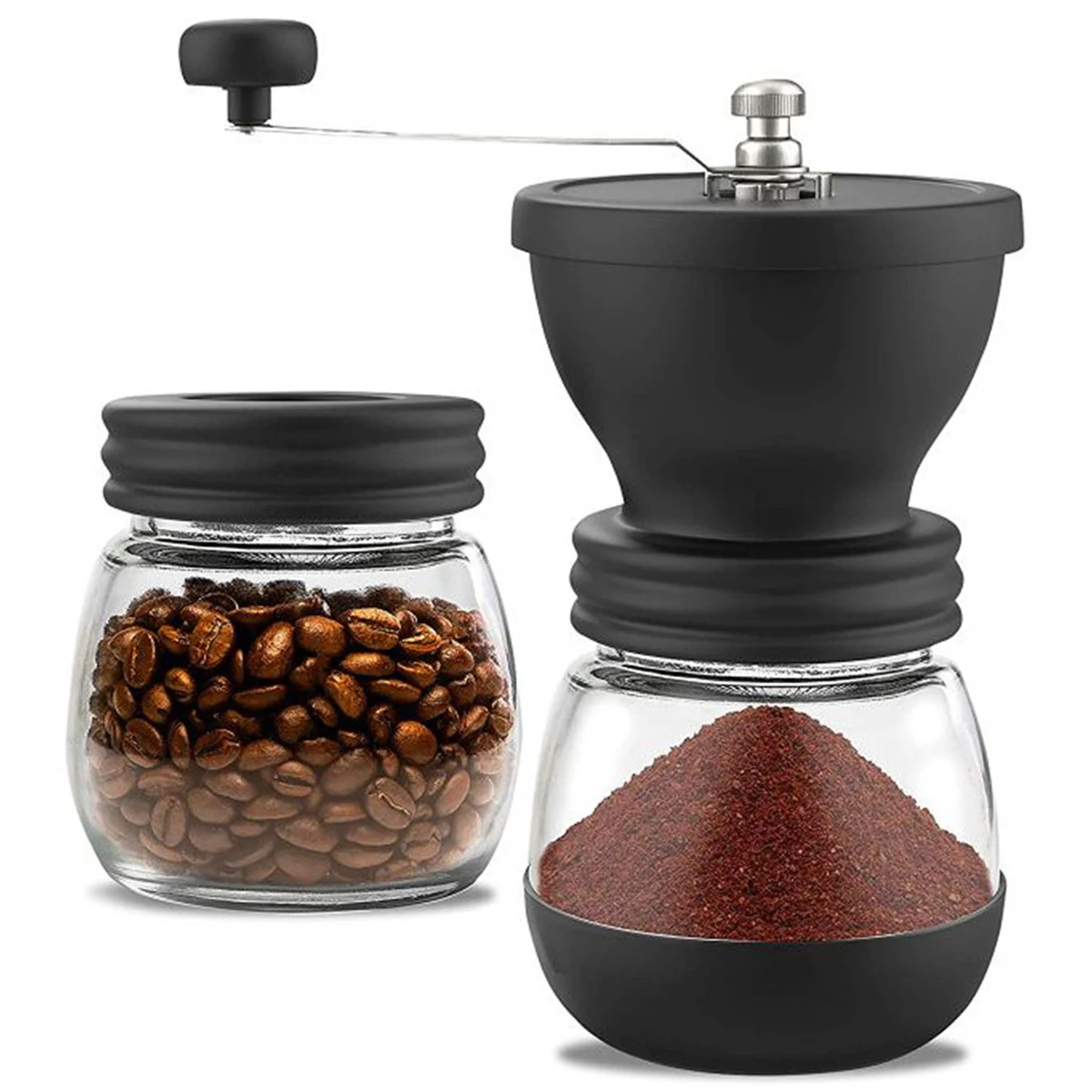 

Manual Coffee Grinder Hand-Cranked Coffee Grinder with Glass Jar Portable Coffee Bean Grinder with Ceramic Grinding Cores
