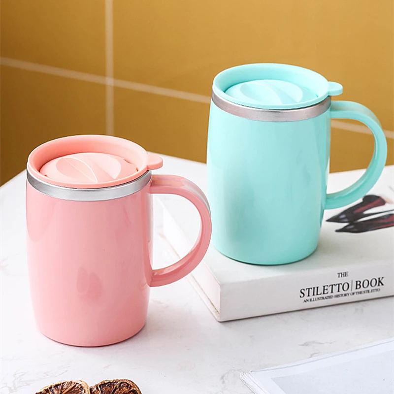 

Stainless Steel Metal Drinking Mugs Coffee Mug Portable Leak-proof Anti-scald Water Cup Drinkware Heat Insulation Tea Cup 500ml