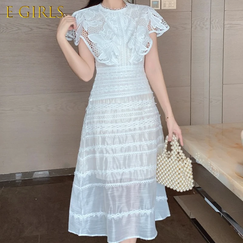

Embroidery Lace Solid White Spring Party Dress for Women Autumn High Waist A-Line Vintage Woman Dresses Elegant 2022 Long Sleeve