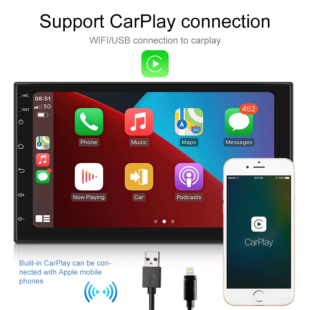 Camecho 7 9 10 дюймов Android 11 автомобильный радиоприемник 2 DIN GPS мультимедийный плеер
