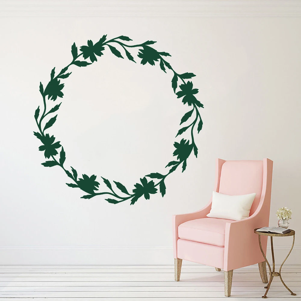 

Flower Wreath Decals Flourish Wall Stickers For Door Murals Removable Vinyl Bedroom Livingroom Home Decoration Poster HJ1335