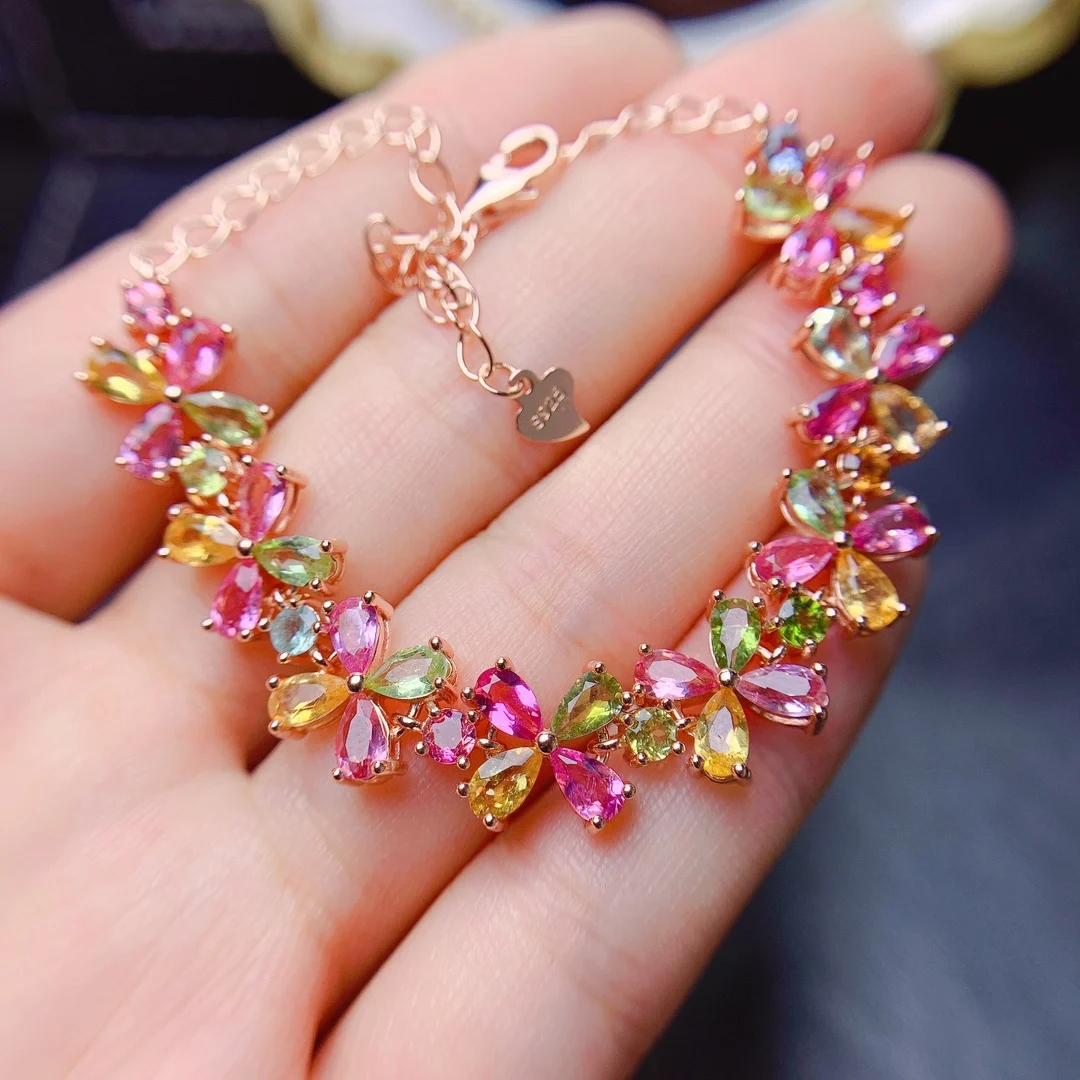 

Женский браслет из серебра 925 пробы с натуральным турмалином