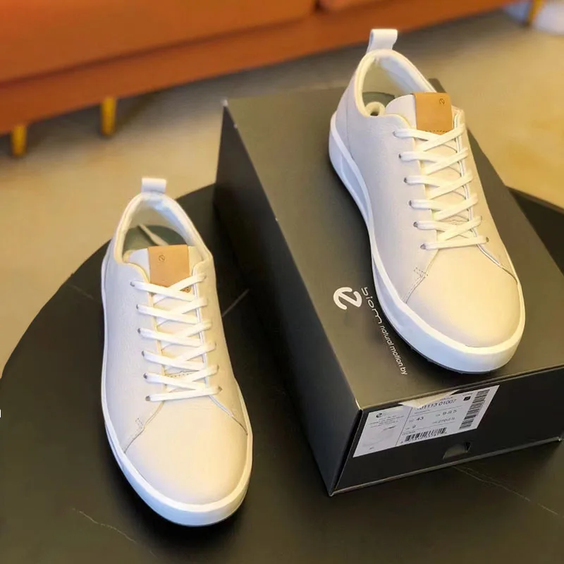 Men's Sneaker Brand High-Grade Genuine Leather Waterproof Protection Outdoor Running Sports Leisure  Golf  White Shoes
