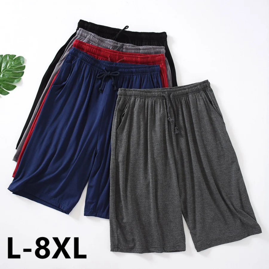 New Plus Size 7XL 5XL Casual Sleep Shorts for Men Casual Modal Men's Pajamas Shorts Summer Soft Five Points Cotton Beach Shorts