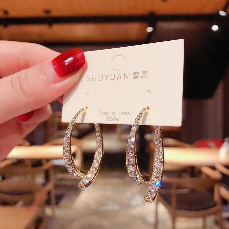 Серьги в форме капли из серебра 925 пробы с кристаллами