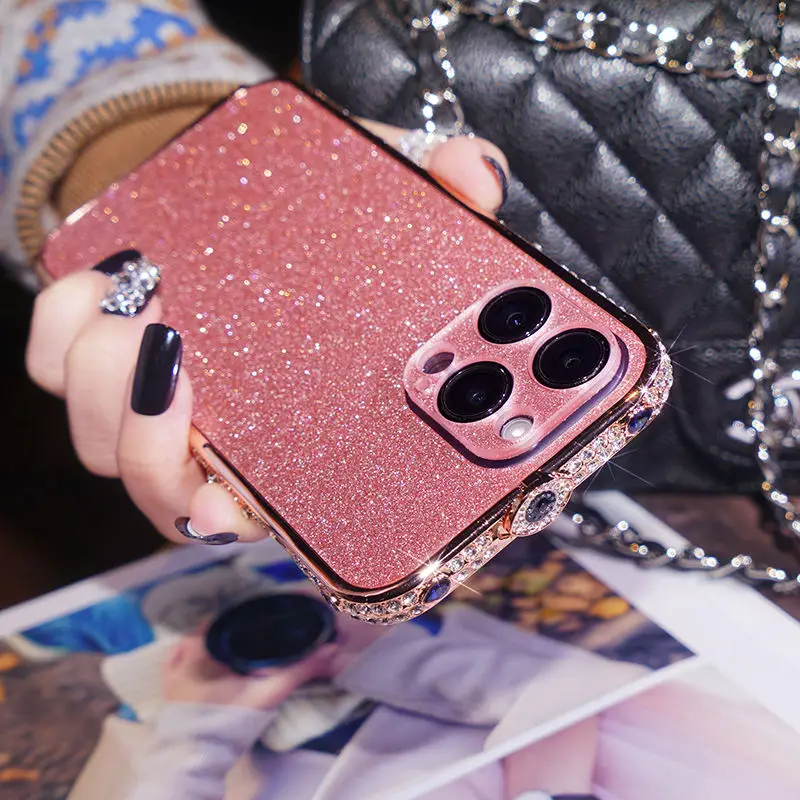 Rhinestone for Apple 13promax Phone Case Metal Frame Iphone14promax Noble Luxury Trend