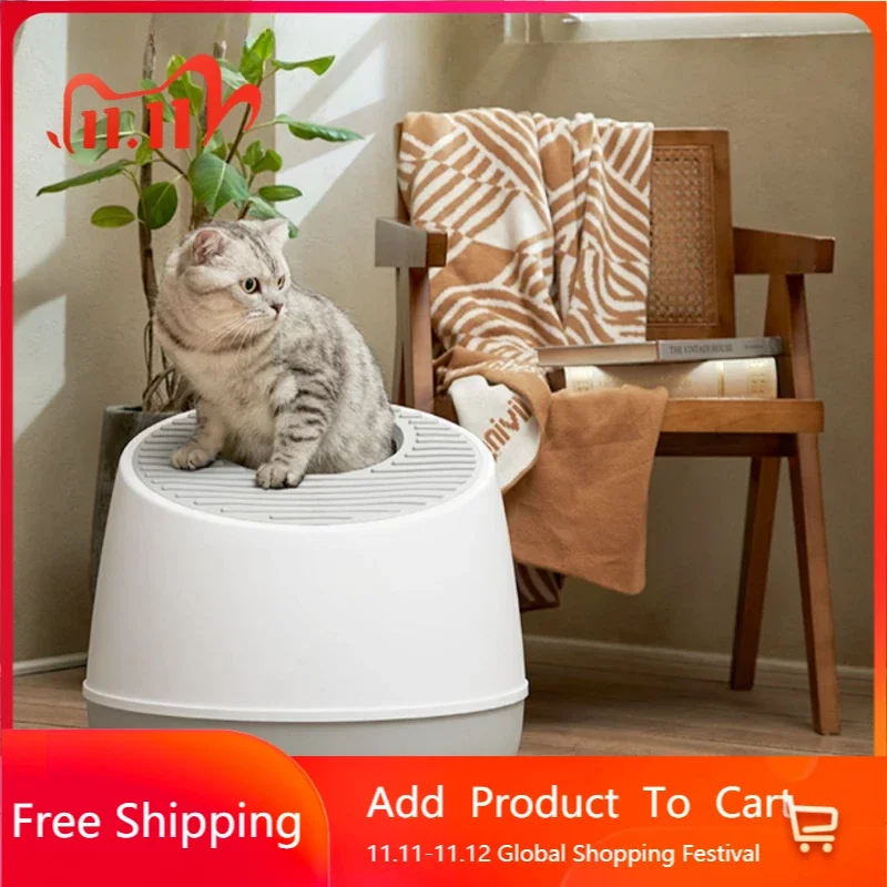 

Sifting Sandbox Cat Bedpans Toilet Enclosed Leak Proof Indoor Cat Bedpans Convenient Deodorization Banheiro Gato Sand Box QF50CB