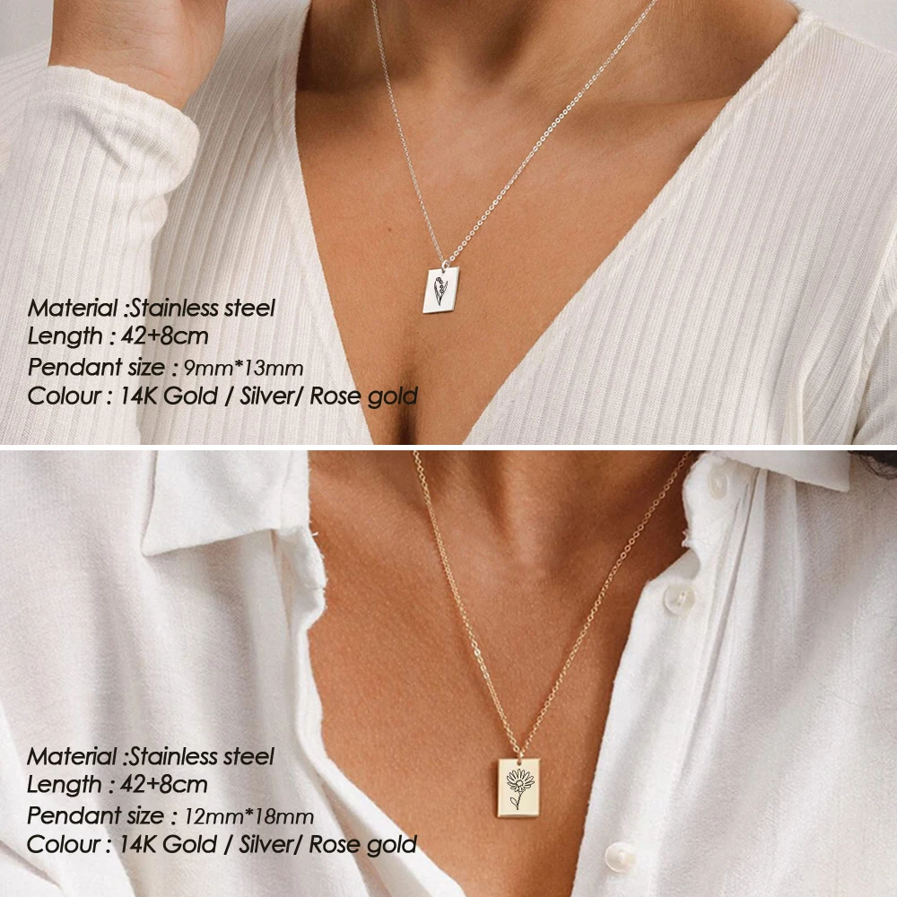 Orazio Custom Stainless Steel Necklace 14k Gold Diy Laser Engrave Not Fade Animal Constellation Pendant Personalized Couple Neck