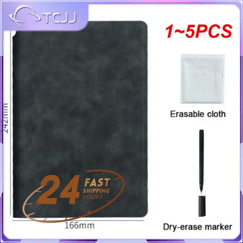 

1~5PCS Reusable Whiteboard Notebook Leather Memo Free Whiteboard Pen Erasing Cloth Weekly Planner Portable Stylish Office
