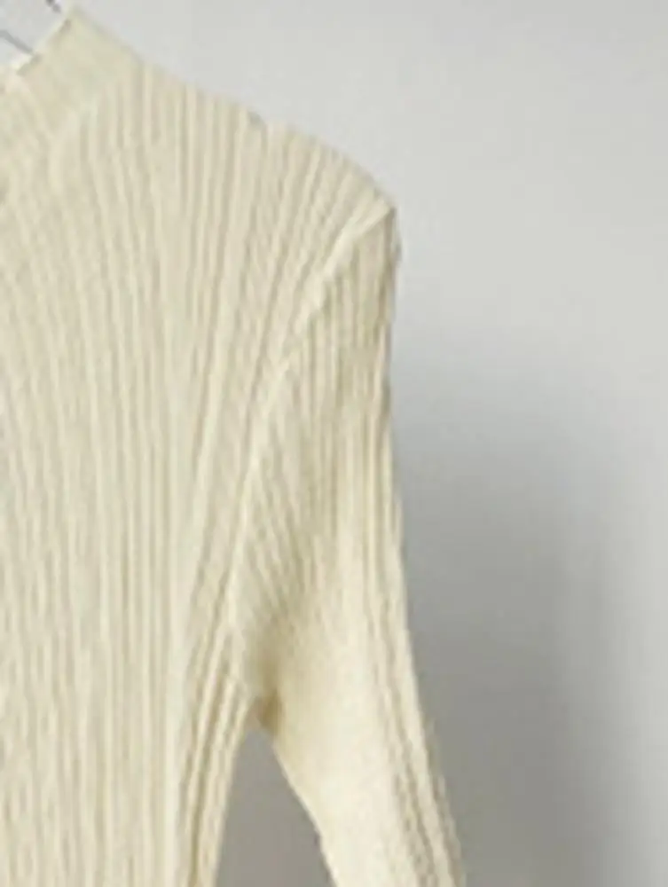 

2023 Spring and Summer New Women Round Neck Slim-fit Ruffled Short-sleeved Knitted Dress / Inner Dress