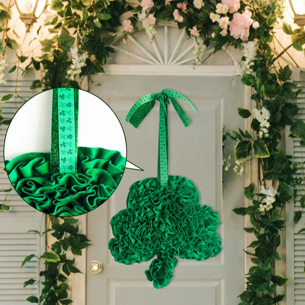 

St Patricks Day Shamrock Wreath Irish Door Window Pendant Ribbon Green Garland Home Wall Decorations