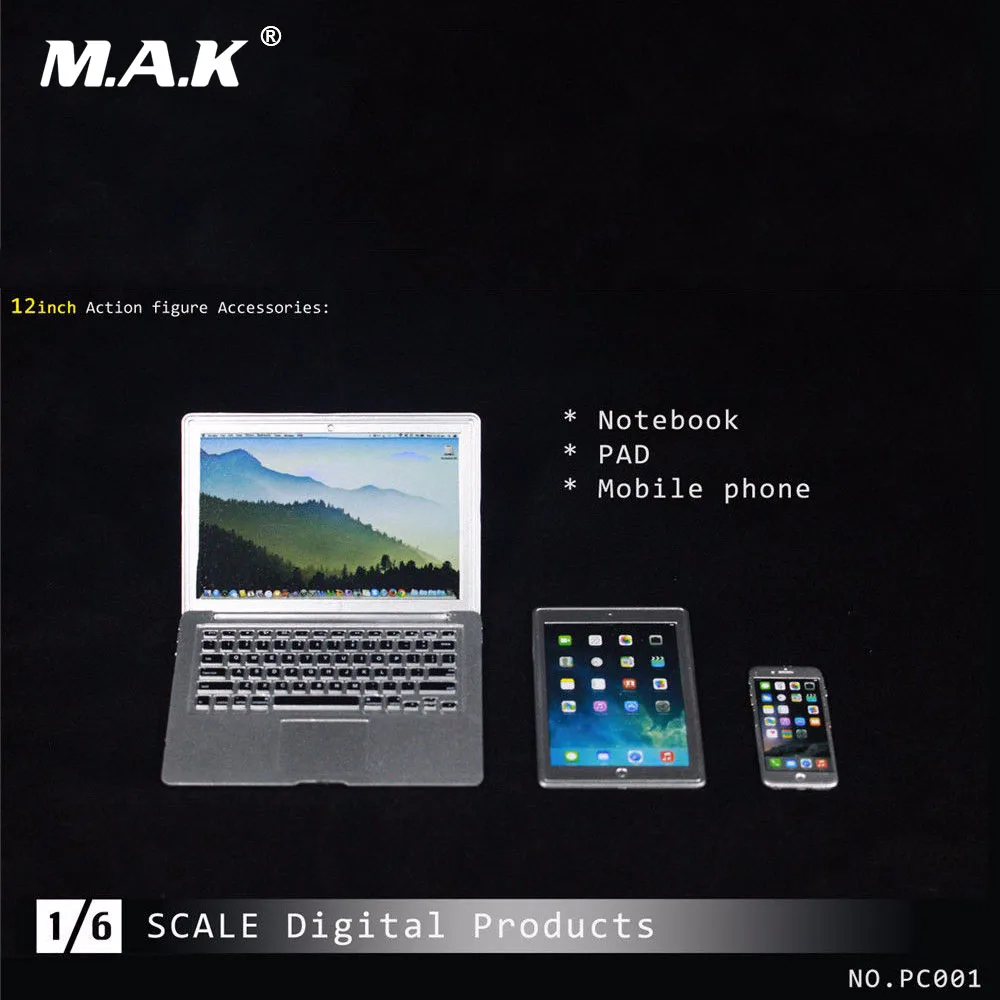 

1/6 Scale Figure Accessories Digital Products Notebook &Pad &Moible Phone Models For 12 Inches Action Figure