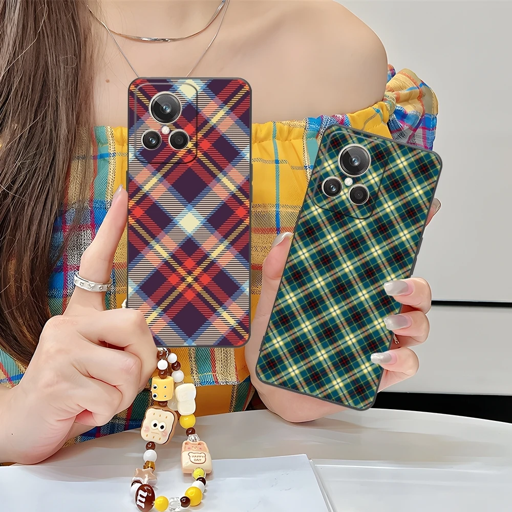 Lattice Grid Texture Mobile Cell Phone Case for Realme GT 2 9i 8i 7i Pro X50 X2 C35 C21 C20 C11 C3 Black Soft Cover Shell