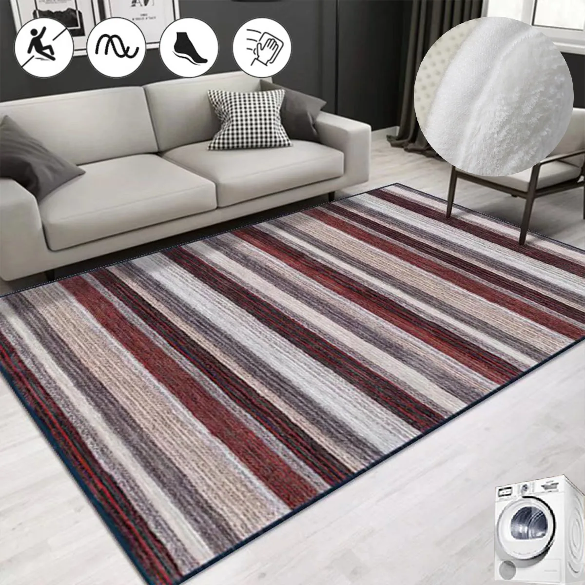 

Nordic Stripes Carpets for Living Room Modern Home Decor Floor Mat Soft Non-slip Rugs for Bedroom Simple Moroccan Lounge Carpet