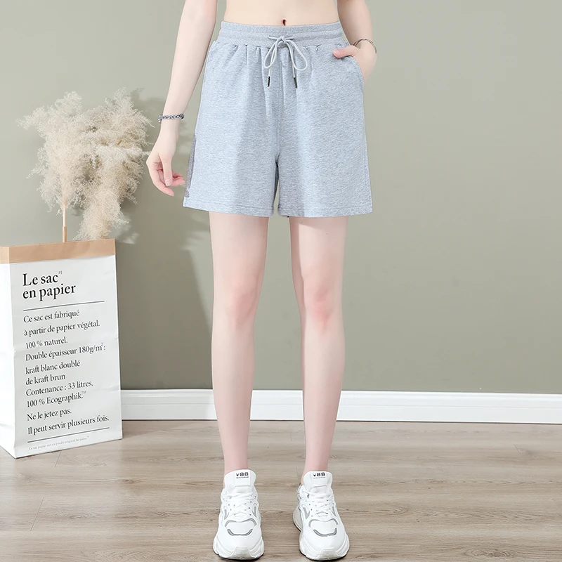 Fashion And Versatile Shorts Comfortable Elastic Waist Pure Cotton 5-Point Trousers Women'S Casual Summer Loose Beach Pants