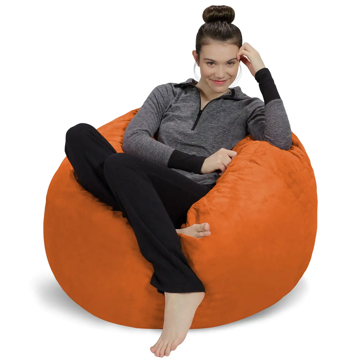 

Sofa Sack Bean Bag Chair, Memory Foam Lounger with Microsuede Cover, Kids, 3 ft, Tangerine