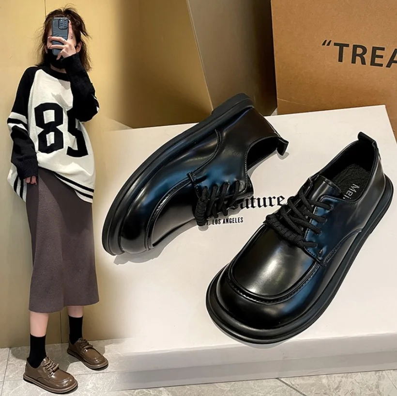 

Новинка 2022, туфли на плоской подошве, кожаные туфли небольшого размера внутри, Лидер продаж