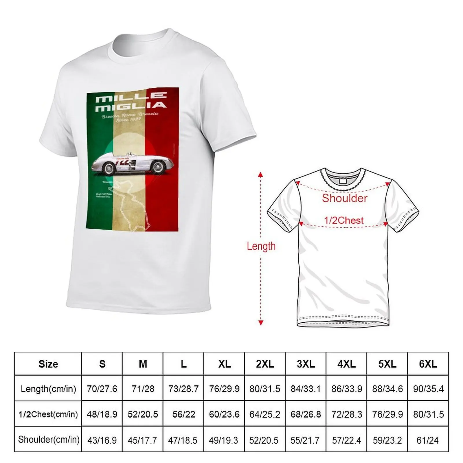 Винтажная футболка Mille Miglia Racetrack, мужские однотонные футболки с аниме, хлопковая футболка большого размера, мужская футболка (art.: 3920d370461ae) - 3920d370461ae