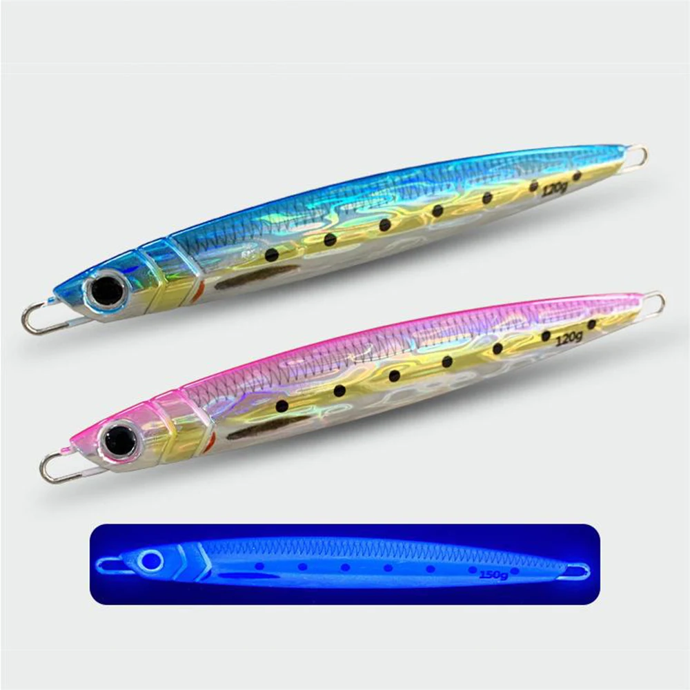 

60g-200g 3D Print UV Sinking Metal Jigs Slow Pitch Jigging Lure Cast Shore Saltwater Fishing Jig Tuna Mackere Artificial Bait