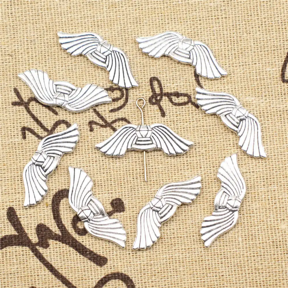 

10 шт., серебряные крылья, 11 х31 мм
