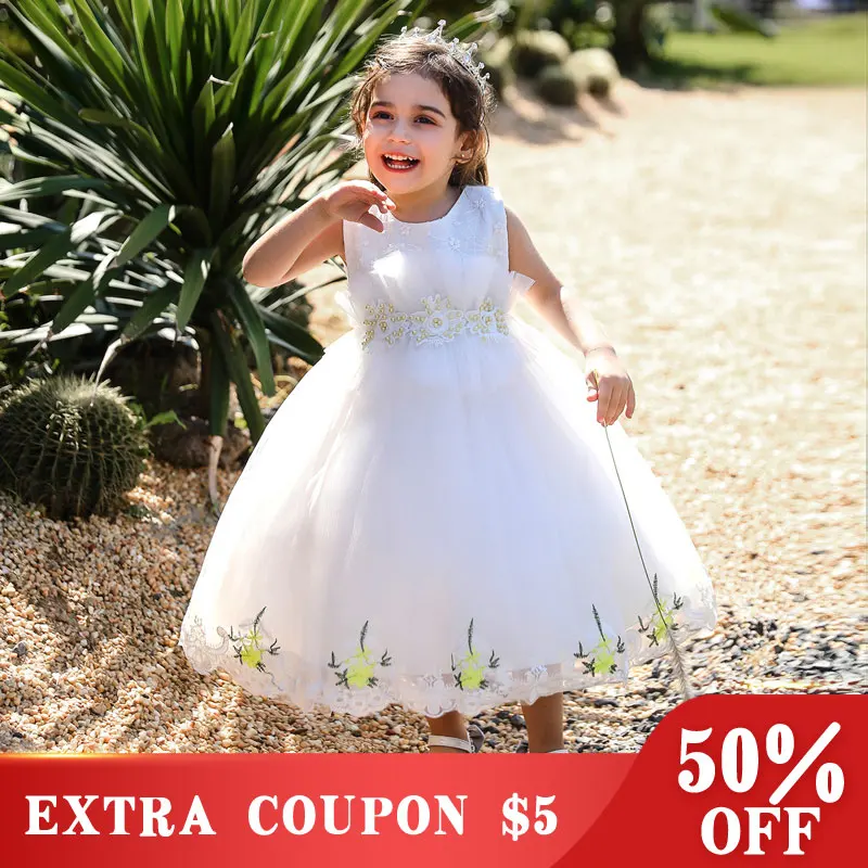 

Children's Clothing 2022 Summer New Embroidery Flower Girl Dress Wedding Dresses For Girls Princess Dress Kids Evening Dresses