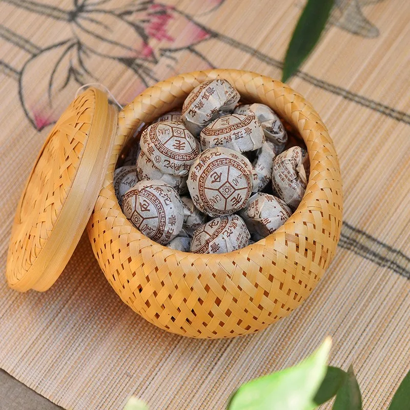 

Мини-бамбуковая плетеная чайная коробка-бамбуковая корзина ручной работы, коробка для хранения, упаковочная коробка, цветочный горшок