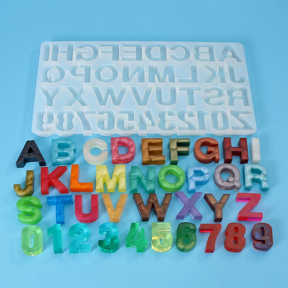 

DIY Crystal Epoxy Enlarged Alphanumeric Mould 26 English Alphanumeric Mirror Silicone Decorative Mold