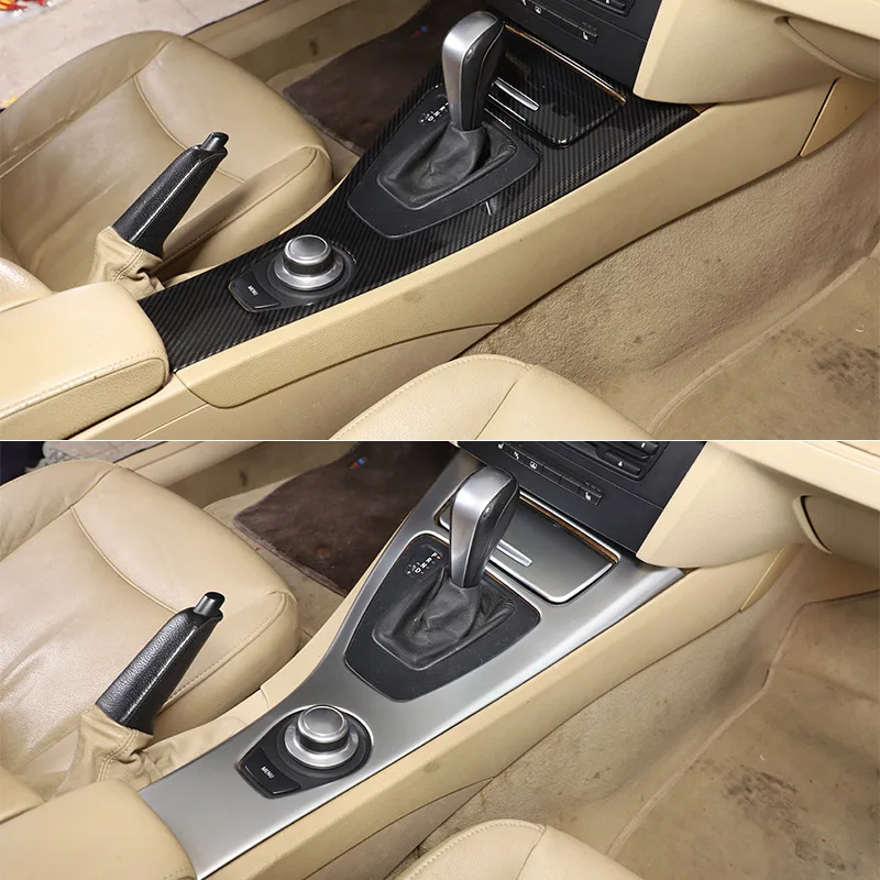 Фото LHD ABS углеродное волокно для BMW 3 серии E90 E92 E93 2005-2012 Автомобильная центральная консоль переключения передач рамка Панель наклейка автомобильные аксессуары №4