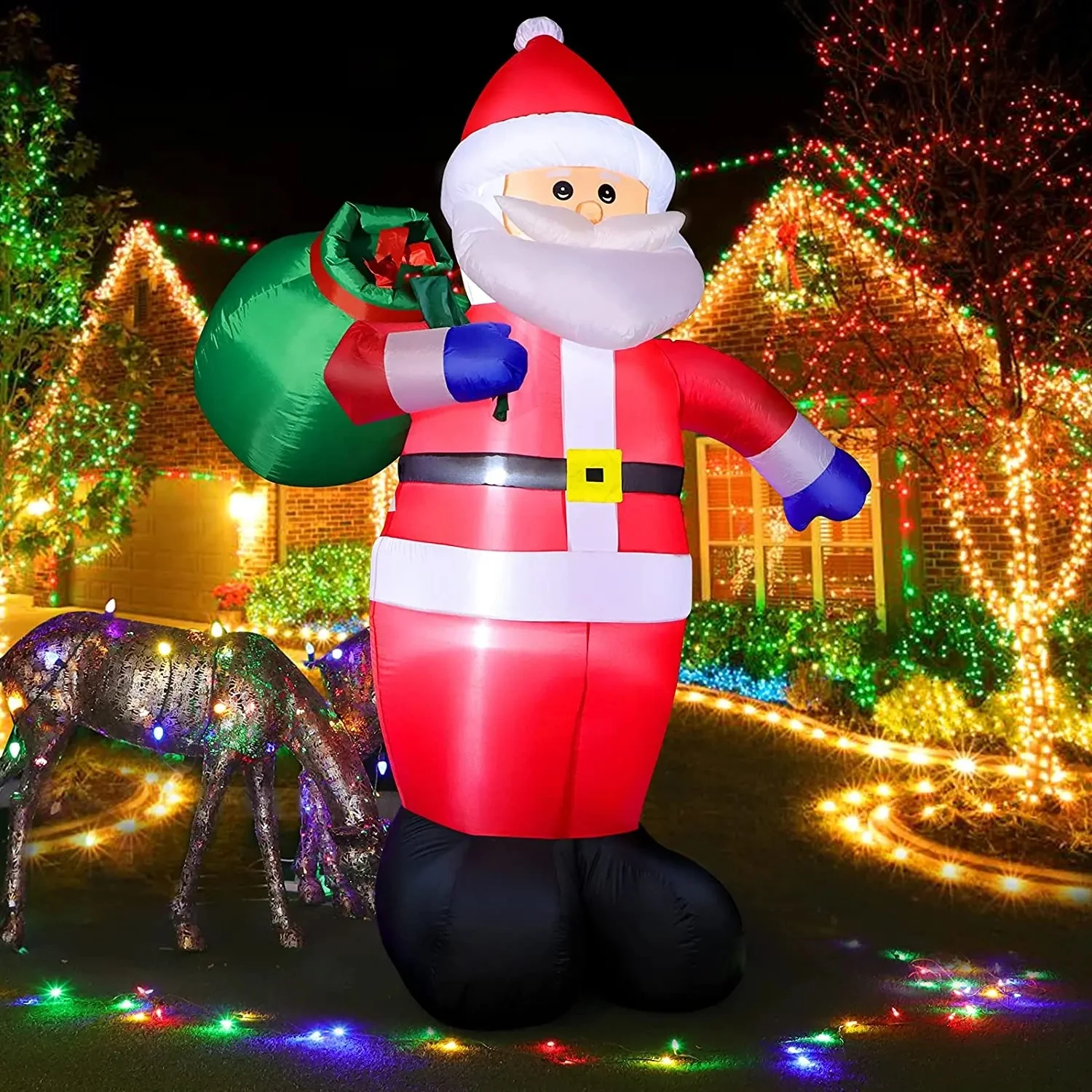 

8 FT 2.4M Christmas Inflatable Santa Claus Outdoor Decoration For Yard Weatherproof Vacation Holiday Party Decor for Garden Lawn