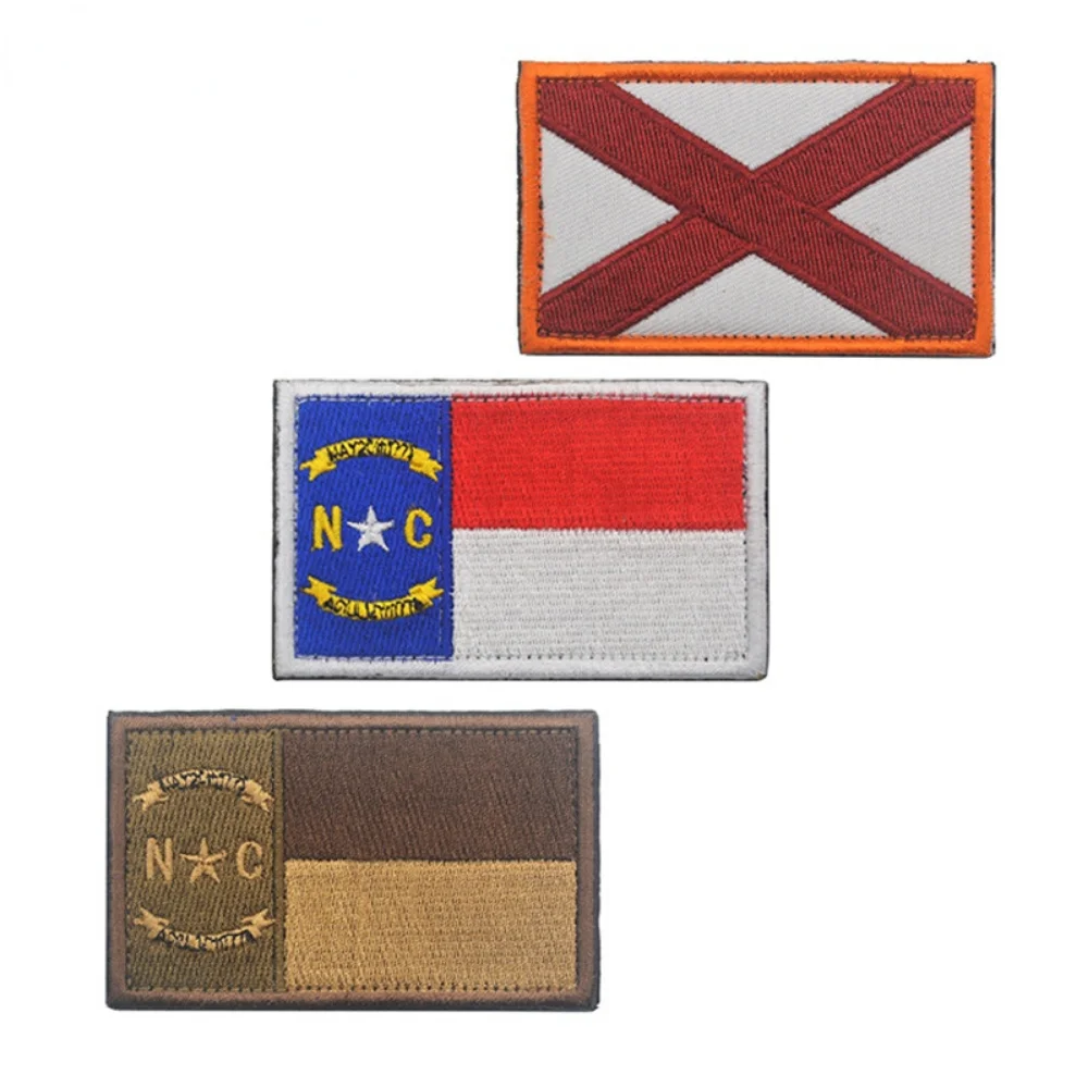 

USA Flag Embroidered Patches Alabama North Carolina State Flag Armband Applique Tactical Military Badge Backpack Accessory Patch