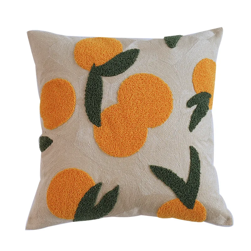 Декоративный чехол для дивана с оранжевыми цветами жаккардовая наволочка одной