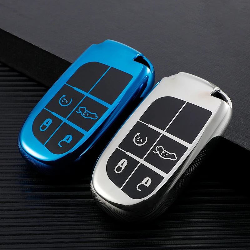 

New TPU Car Key Case Cover Shell Fob For Jeep Renegade Grand Cherokee For Dodge Chrysler 300C Renegade Freemont Fiat Ram Charger