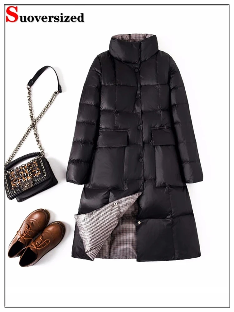 

Зимние двухсторонние толстые длинные пальто, женские повседневные теплые пальто с хлопковой подкладкой, облегающая ветровка, парки, зимняя...