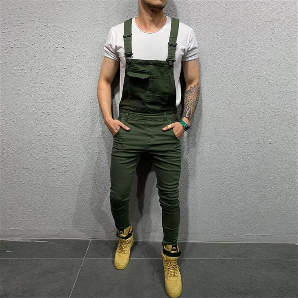 New Tie-dye Denim Overalls Overalls Fashion Slim Fit Men's Trousers Solid Color Jeans Men's Street Overalls S-3XL Designer Pants