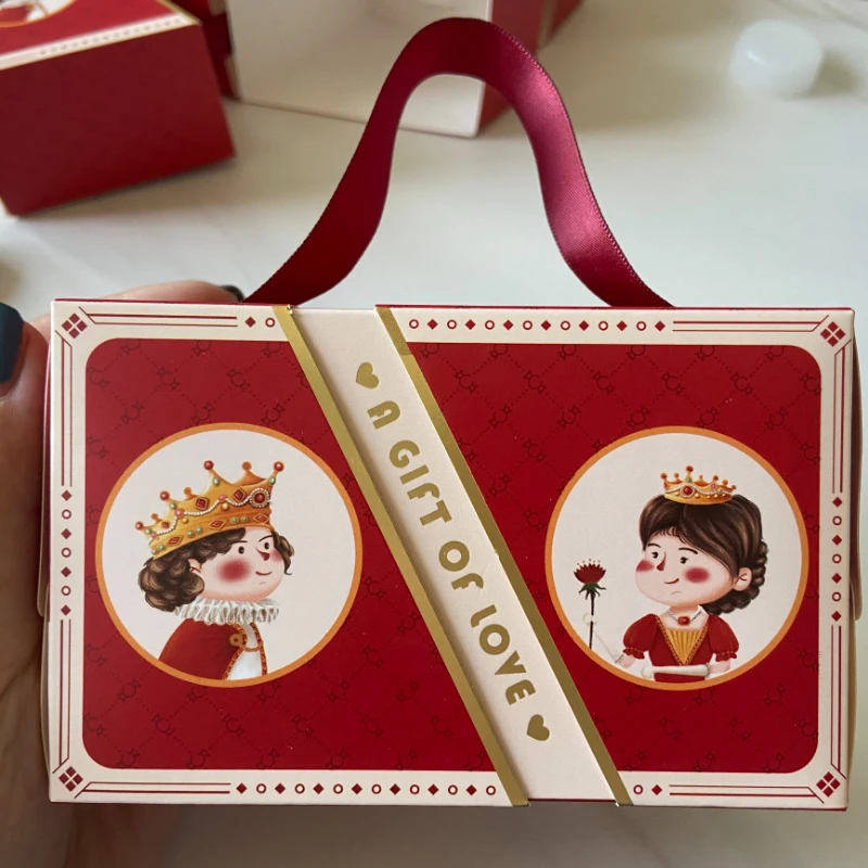 

Set of 10pcs Red Cardboard Gift Box with Ribbon Handle Party Favor Gift Wrapping Supplies Business Packaging Boxes