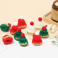 10pcs mini woolen knitting love hat scar hand woven xmas diy garment dolls childrens cothing ornaments crafts accessories decor