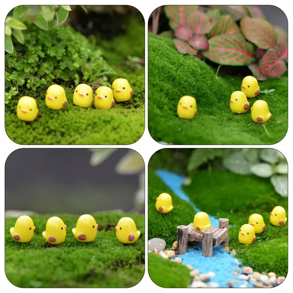 20/50PCS Mini Yellow Chicken Ornament Resin Fairy Miniature Garden Scene Micro Garden Landscape Ornaments Doll House Decor images - 6