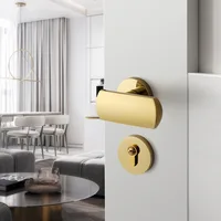 Short Lock Household Gray Minimalist Lock Bedroom Lock Door Door Modern Lock Handle Mute Indoor Magnetic Split