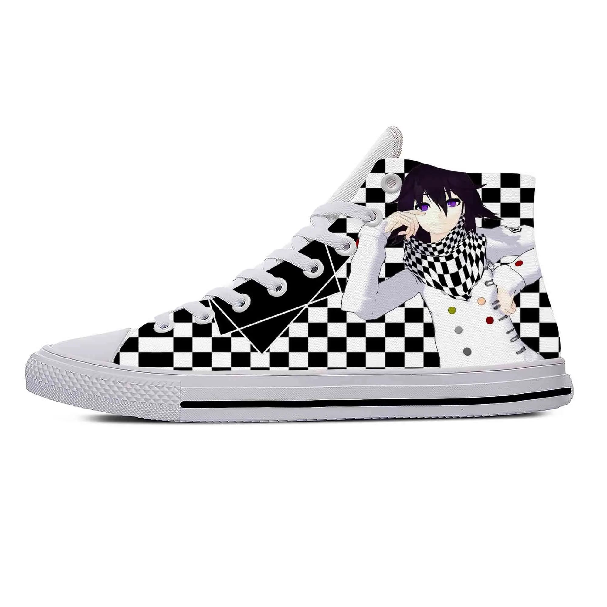 

Anime Cartoon Manga Kokichi Ouma Oma Danganronpa Casual Cloth Shoes High Top Lightweight Breathable 3D Print Men Women Sneakers