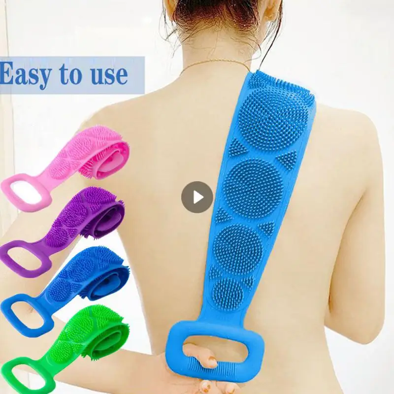 

Silicone Body Brush Bath Towels Body Scrubber Rubbing Back Peeling Massage Shower Extended Scrubber Skin Clean Brushes 60/70cm