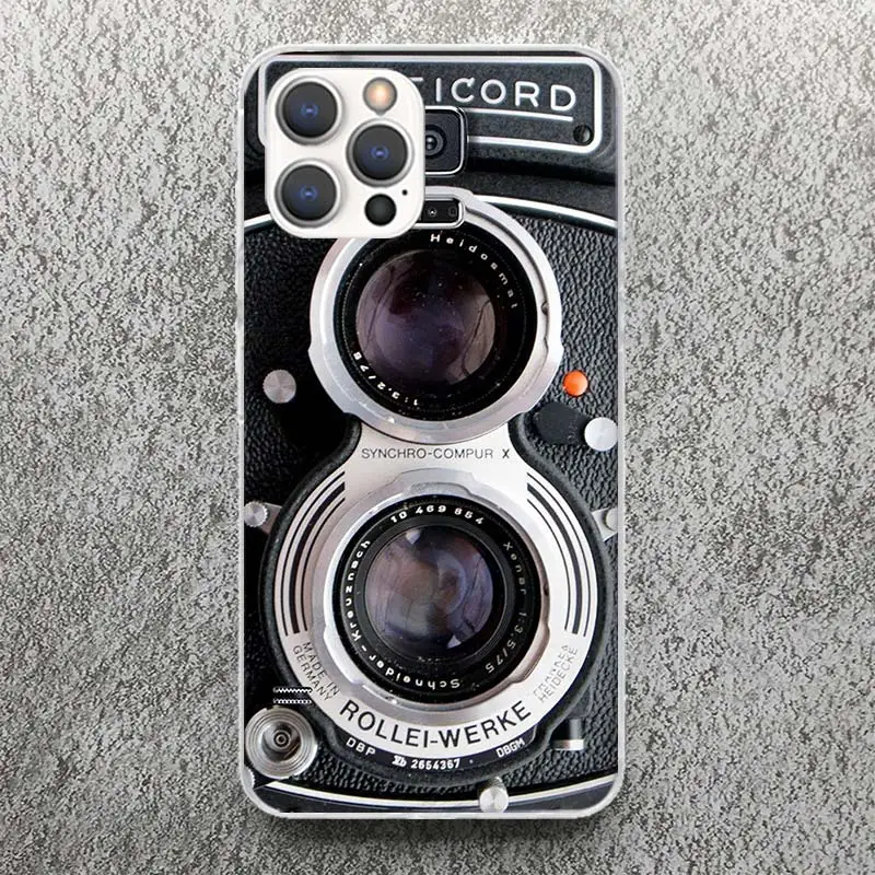 Модный классический мягкий чехол с принтом объектива камеры для iPhone 16 15 14 13 12 11 Pro