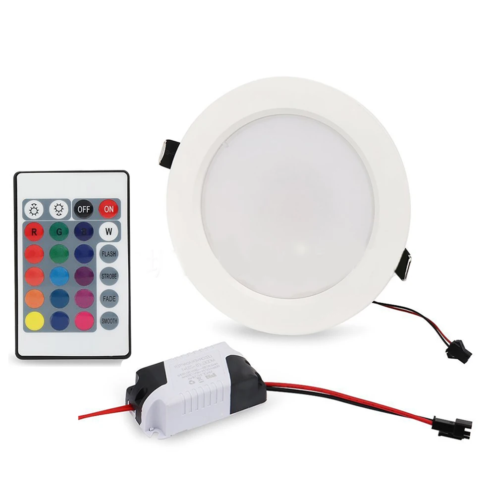 

3W 5W 10W Bulb Fixture Recessed Down Bedroom Dimmable Spotlight Remote Control Slim Round RGB LED Panel Lamp Ceiling Light