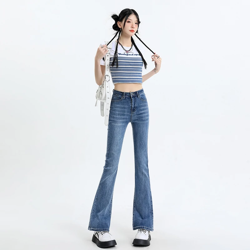 Women's 2023 Spring and Autumn Season Long Pants High Street Black Coffee New Elastic High Waist Slim Slim Slim Slim Pants
