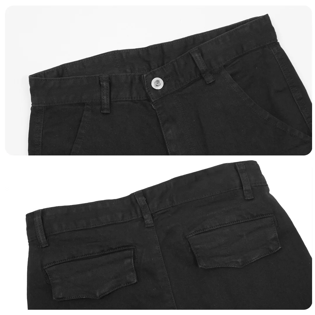 High Street Black Jeans Pants Men Design Hiphop Slim Vintage Trousers Korean Fashion Casual Oversized Male Bottoms Y2K Clothes