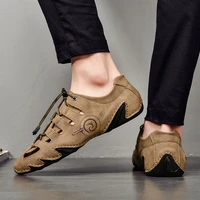 summer mens sandals outdoor casual shoes fashion leather hollow soft sole comfort flat sandals 38 48 large size men shoes 2022