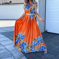 womens clothing o neck backless printing long dress bohemian summer vacation dresses for women 2022 new grace vacation dress a