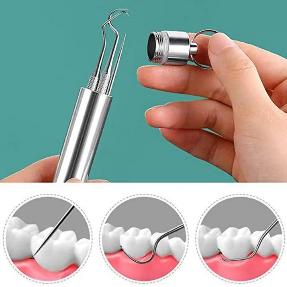 

Reduce Plaque Portable Metal Toothpicks with Storage Holders Rustproof Toothpick Easily Cleaning for Travel