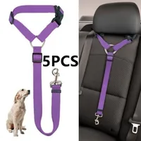 5PC Solid Two-in-one Pet Car Seat Belt Lead Leash BackSeat Safety Belt Adjustable Harness for Kitten Dogs Collar Pet Accessories